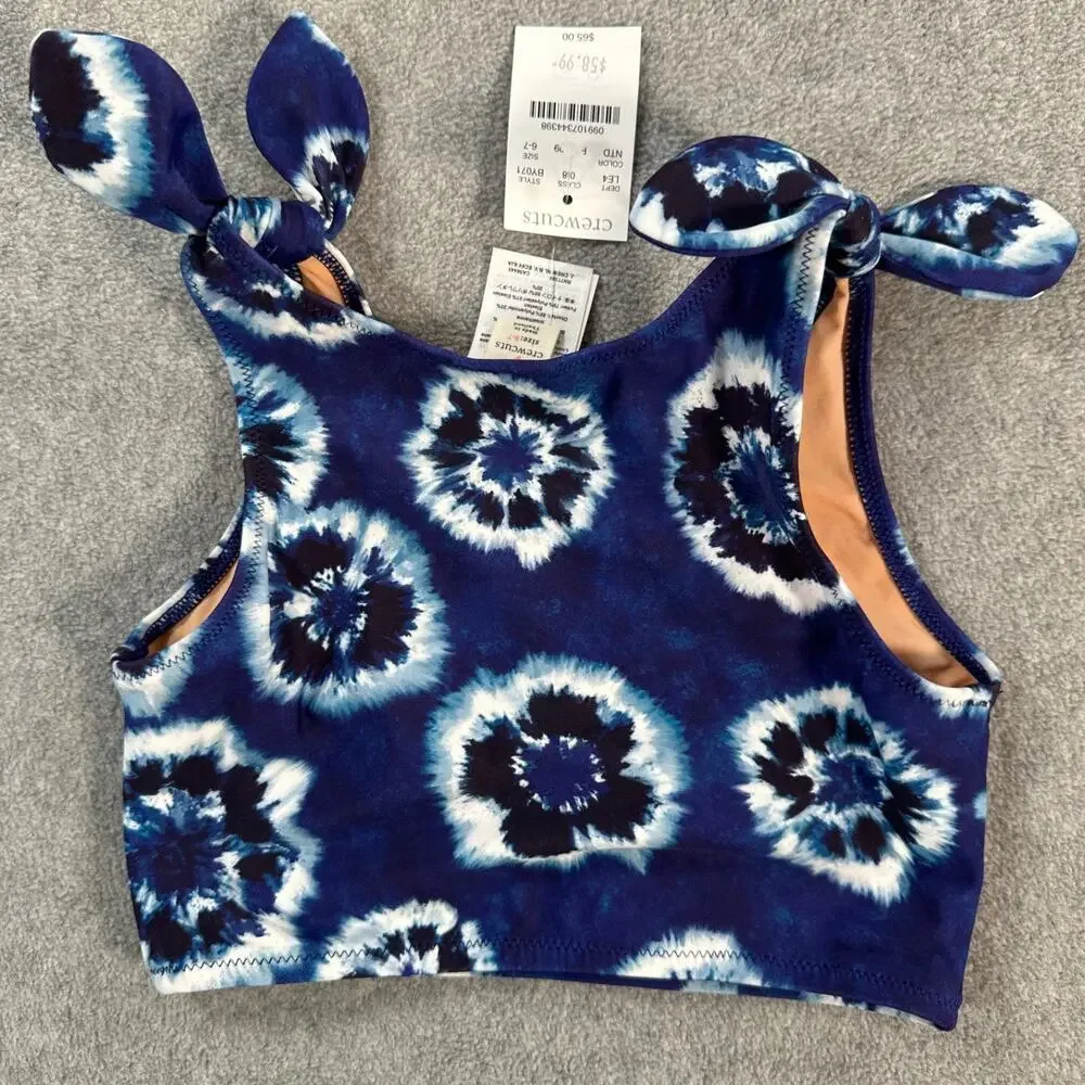 Crewcuts J.Crew Shoulder Tie Bikini Swim Top Swimsuit Girls 6-7 Bluel BY071 New